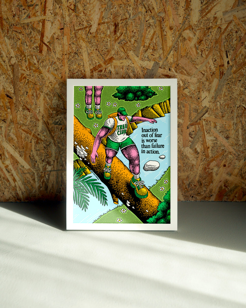 Action wall art by Jake Foreman in a white frame