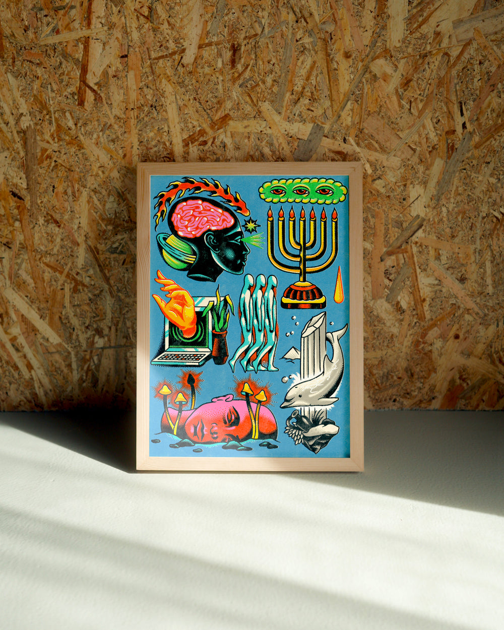 Ancient Flash wall art by Jake Foreman in a natural wood frame
