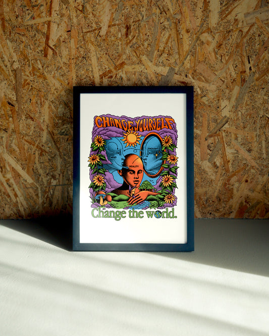 Change wall art by Jake Foreman in a black frame