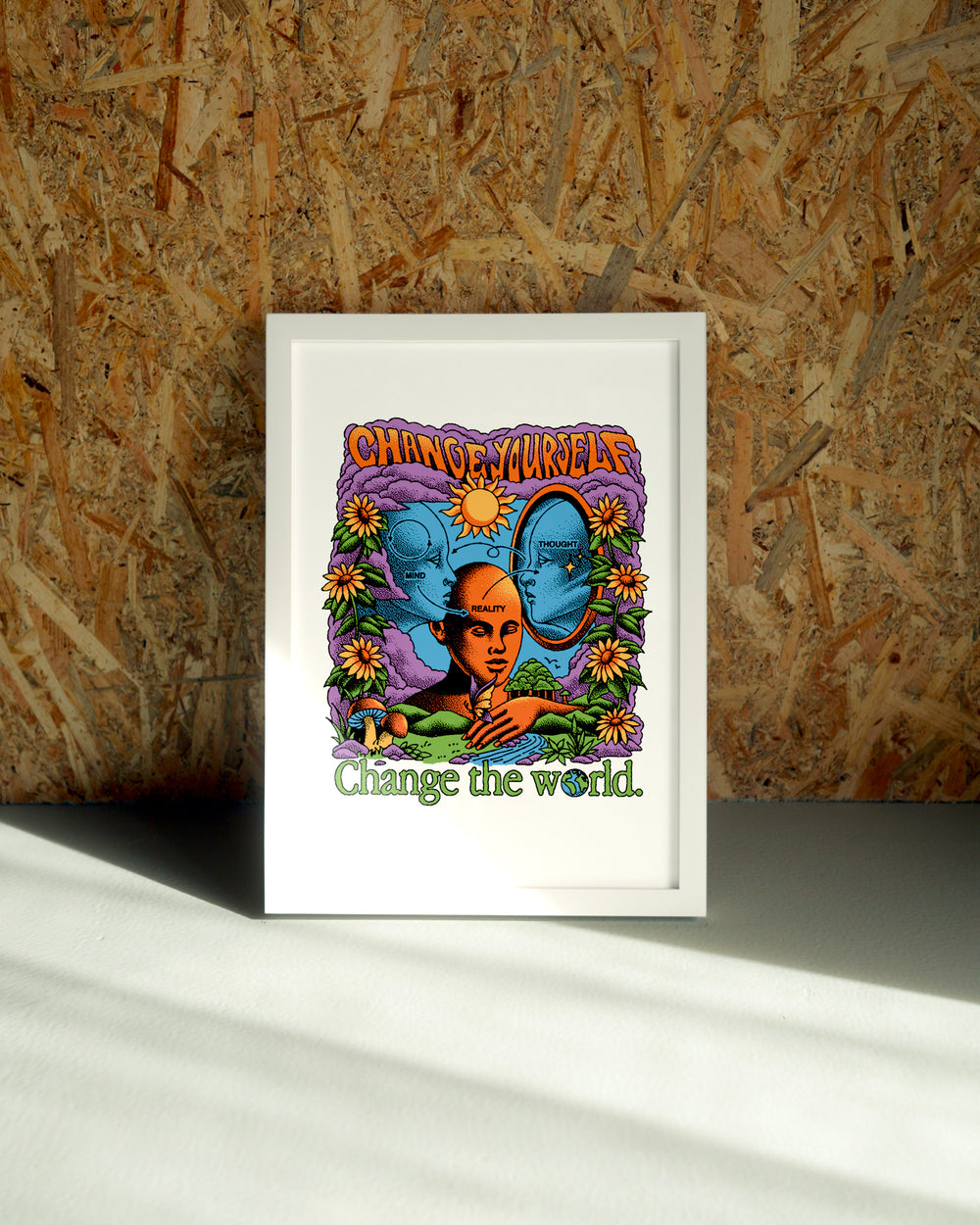 Change wall art by Jake Foreman in a white frame