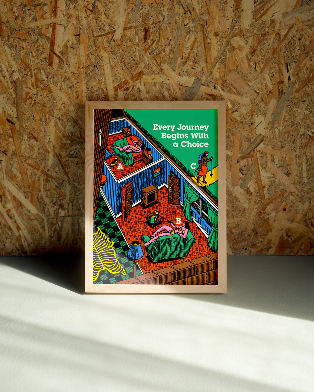 Choice wall art by Jake Foreman in a natural wood frame