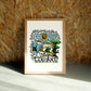 Comfort wall art by Jake Foreman in a natural wood frame