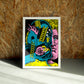 Deepwork wall art by Jake Foreman in a white frame
