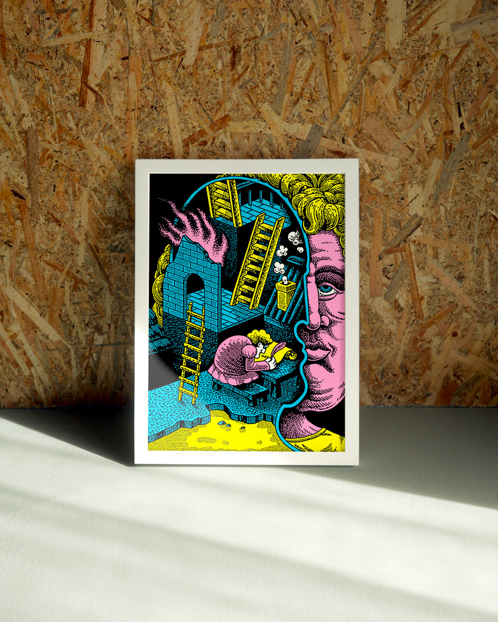 Deepwork wall art by Jake Foreman in a white frame