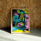 Deepwork wall art by Jake Foreman in a natural wood frame