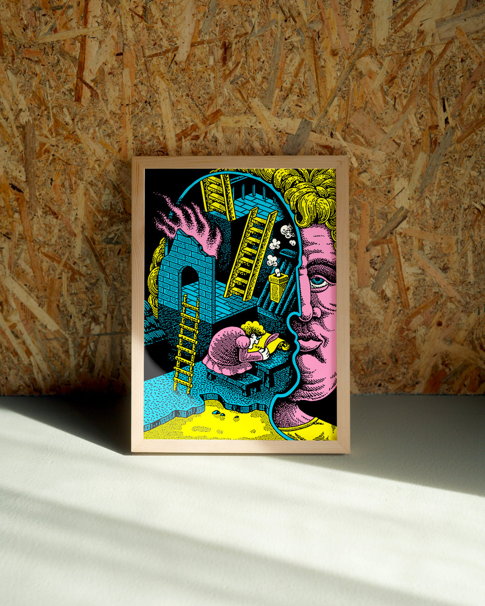 Deepwork wall art by Jake Foreman in a natural wood frame