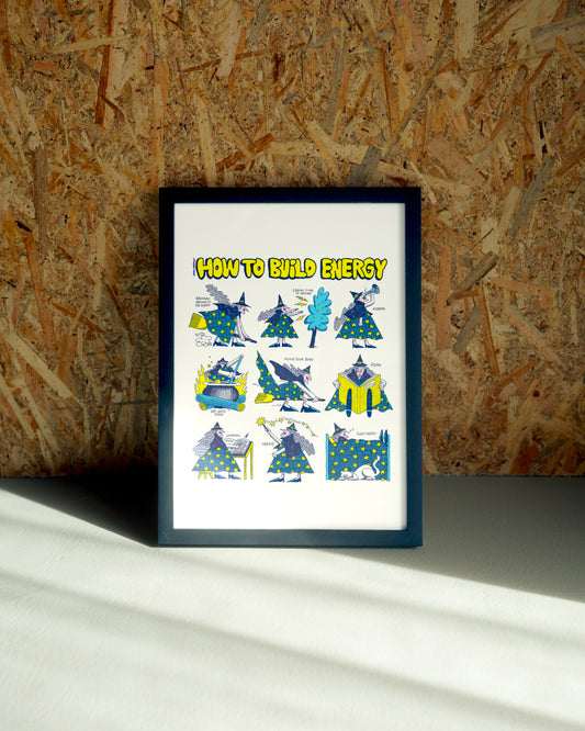 Energy wall art by Jake Foreman in a black frame