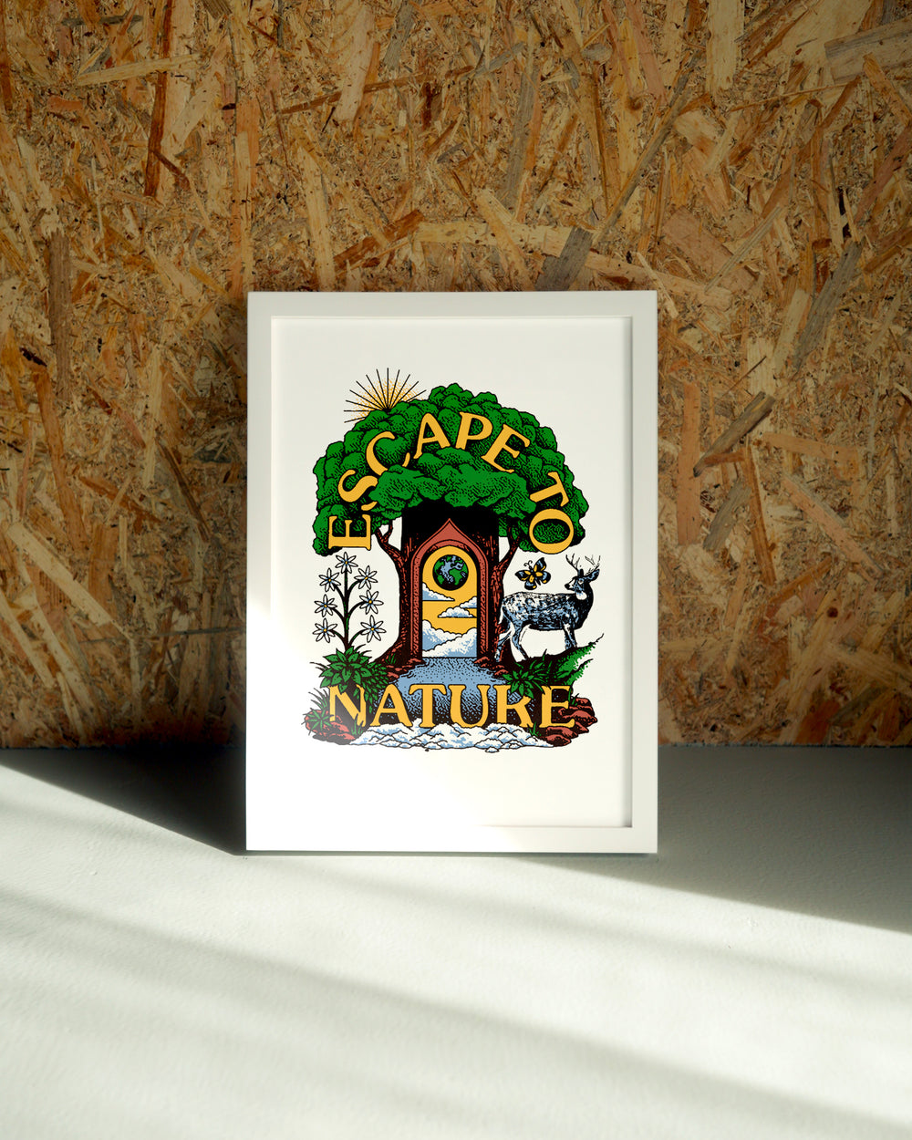 Escape To Nature wall art by Jake Foreman in a white frame