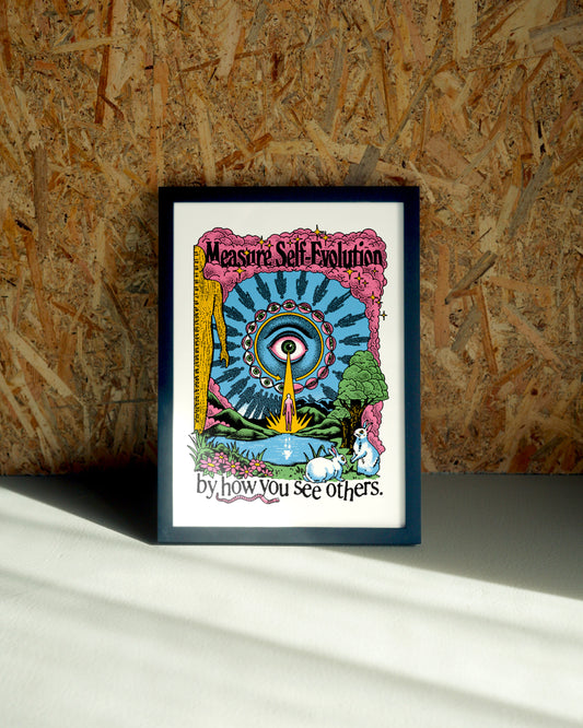 Evolution wall art by Jake Foreman in a black frame