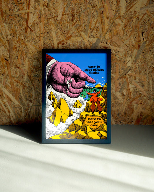 Faults wall art by Jake Foreman in a black frame