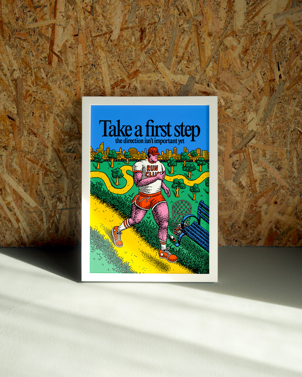 First Step wall art by Jake Foreman in a white frame