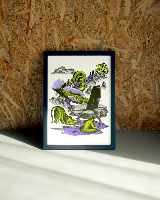 Flow wall art by Jake Foreman in a black frame