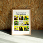 Gardening wall art by Jake Foreman in a natural wood frame