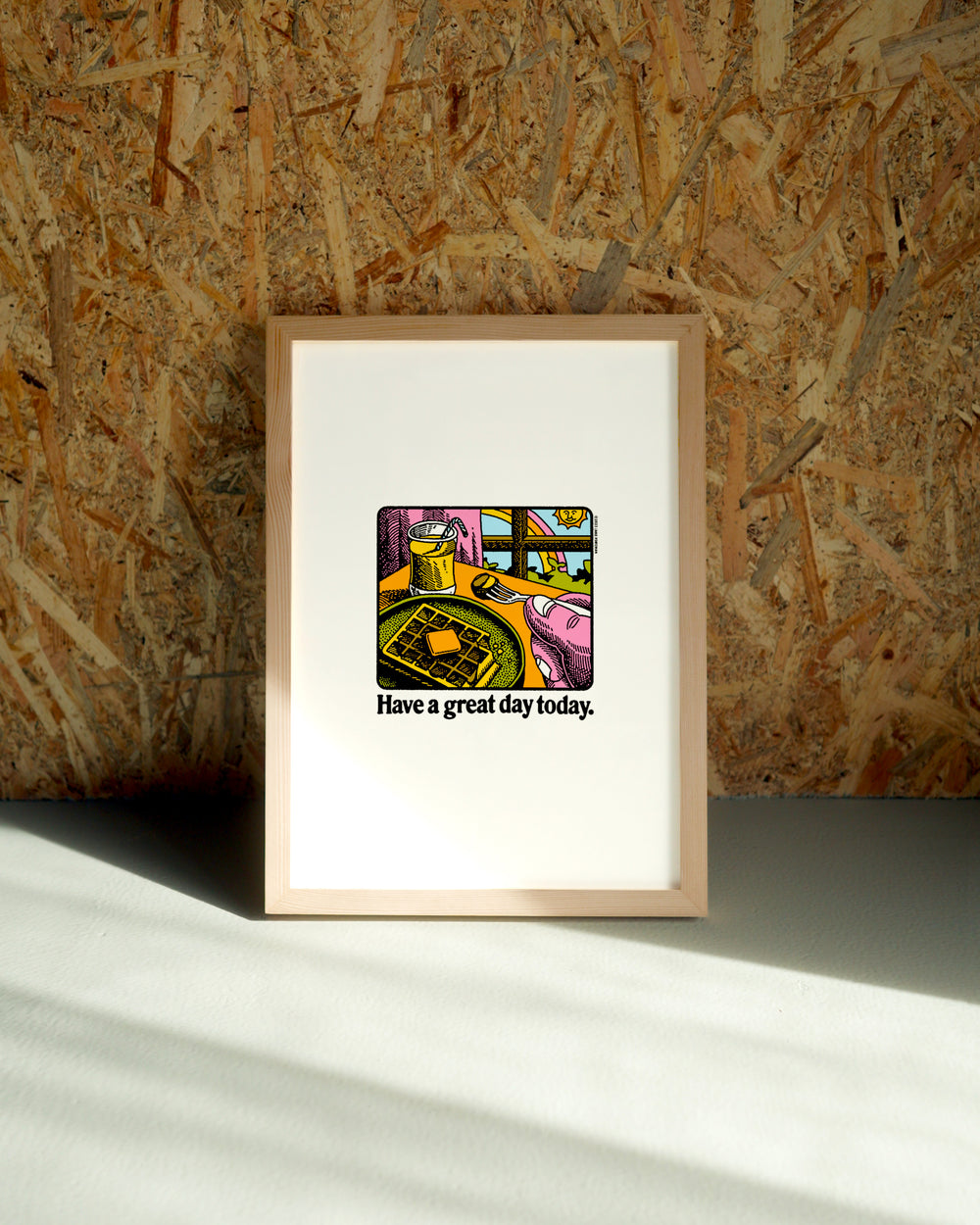 Great Day wall art by Jake Foreman in a natural wood frame
