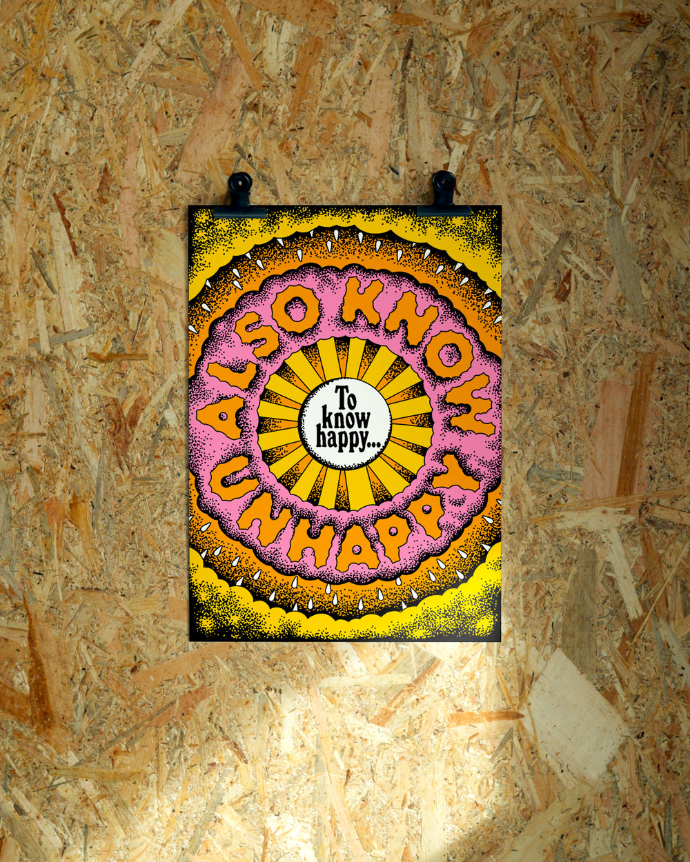 Happy wall art by Jake Foreman, unframed giclée art print
