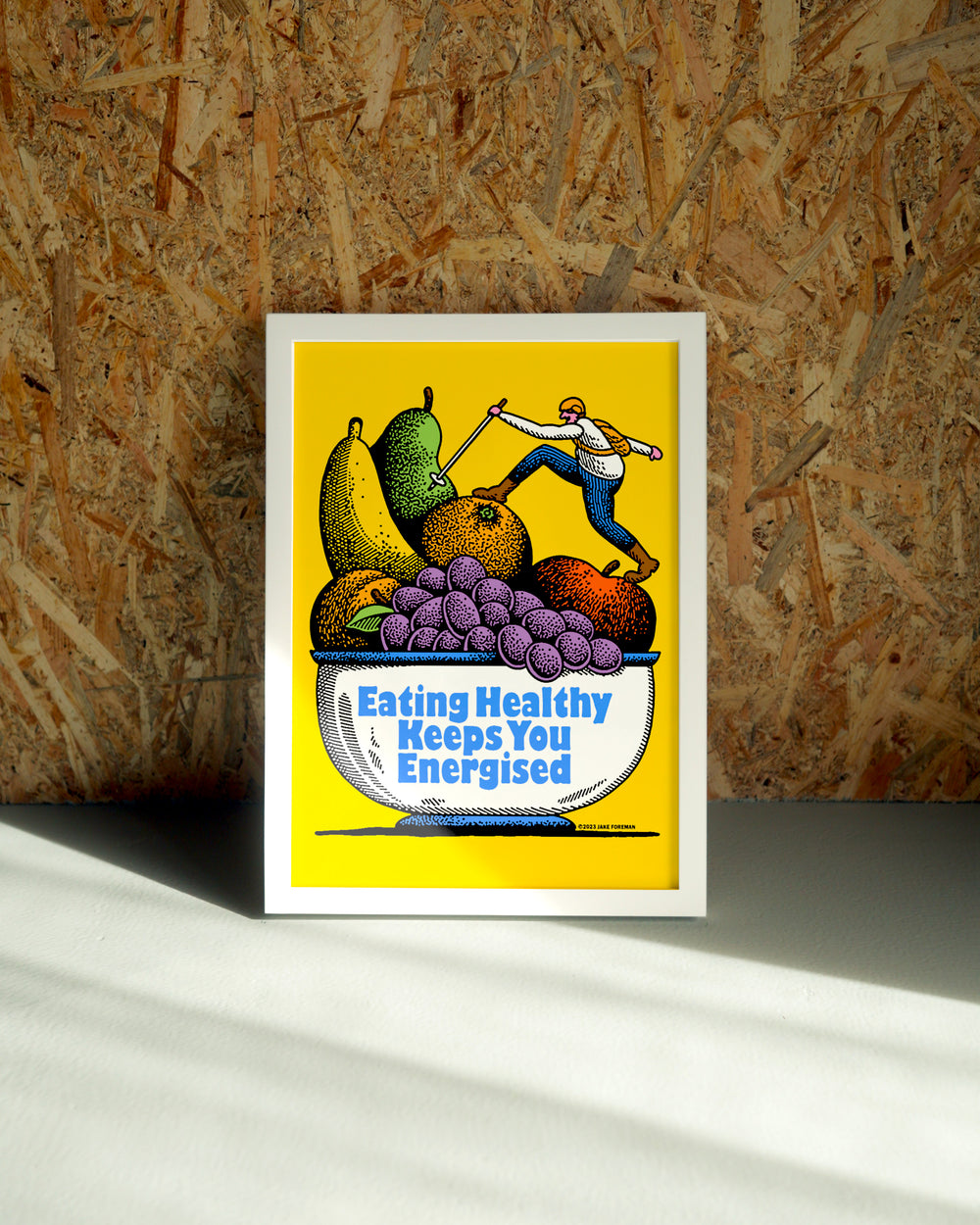 Healthy wall art by Jake Foreman in a white frame