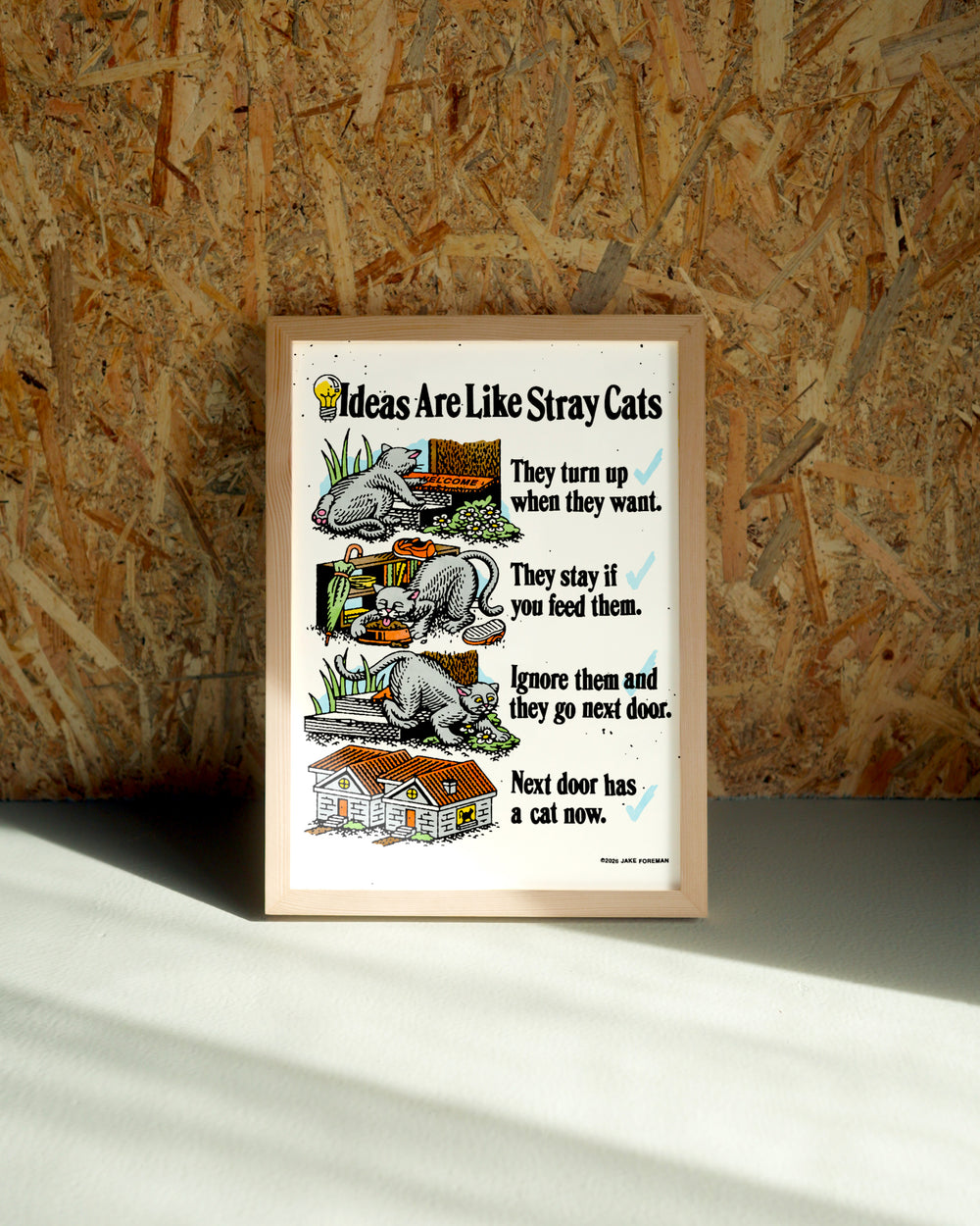 Ideas wall art by Jake Foreman in a natural wood frame