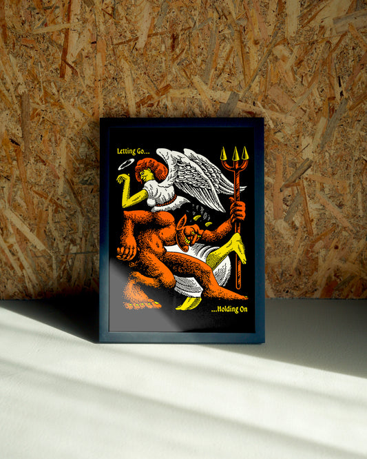 Let Go wall art by Jake Foreman in a black frame