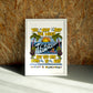 Meditate wall art by Jake Foreman in a white frame