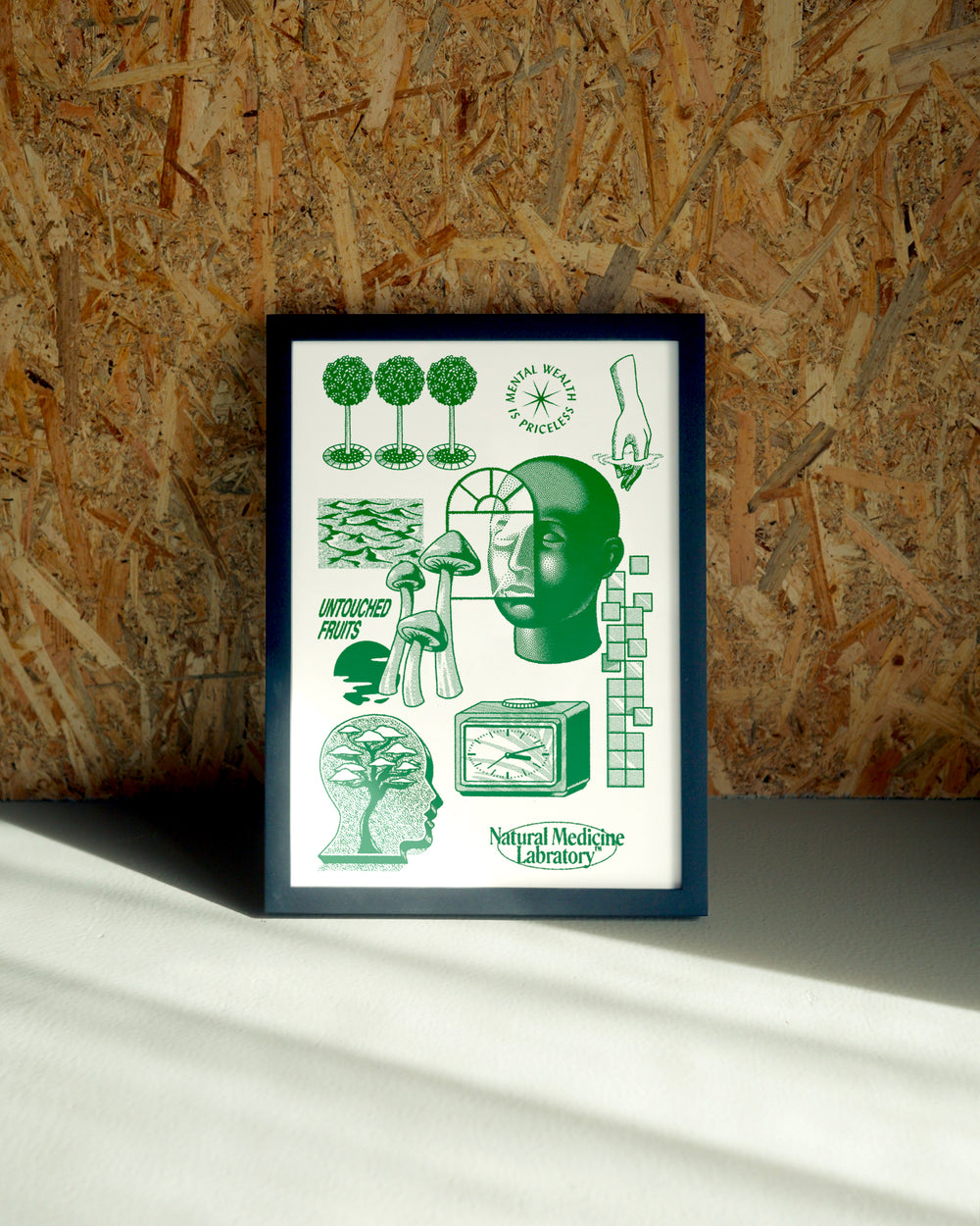 Mental Wealth wall art by Jake Foreman in a black frame