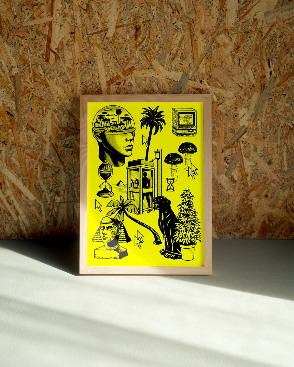 Nostalgia wall art by Jake Foreman in a natural wood frame
