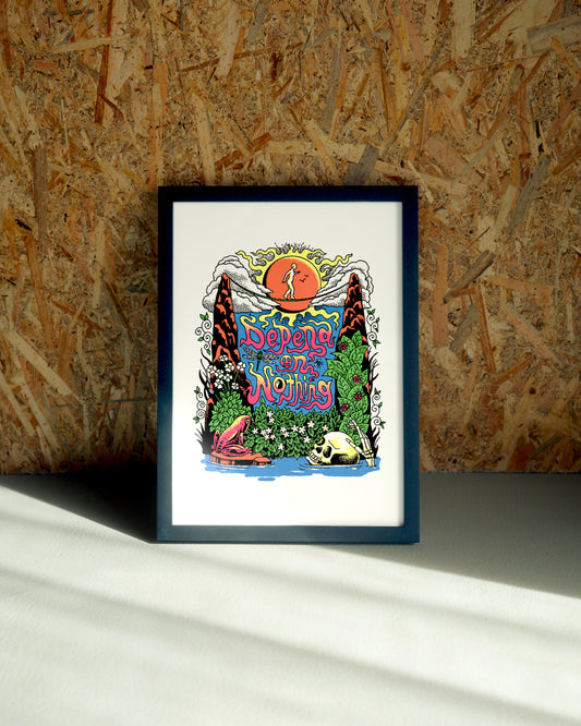 Nothing wall art by Jake Foreman in a black frame