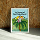 Outside wall art by Jake Foreman in a white frame