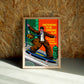 Pretending wall art by Jake Foreman in a natural wood frame
