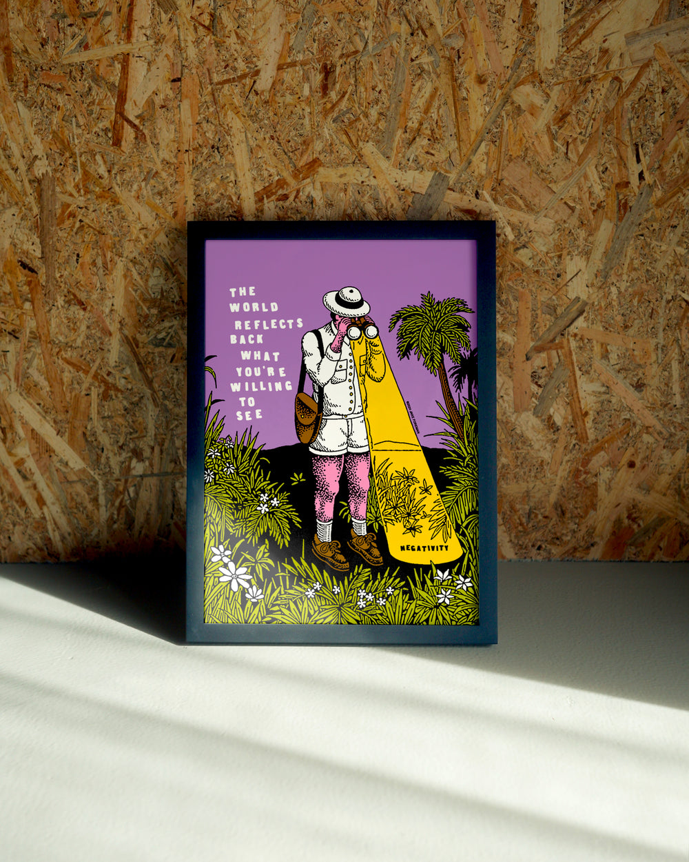 Reflects wall art by Jake Foreman in a black frame