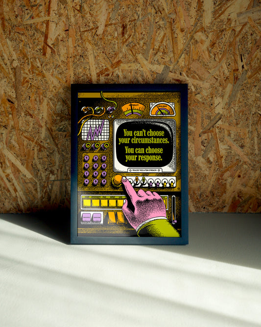 Response wall art by Jake Foreman in a black frame
