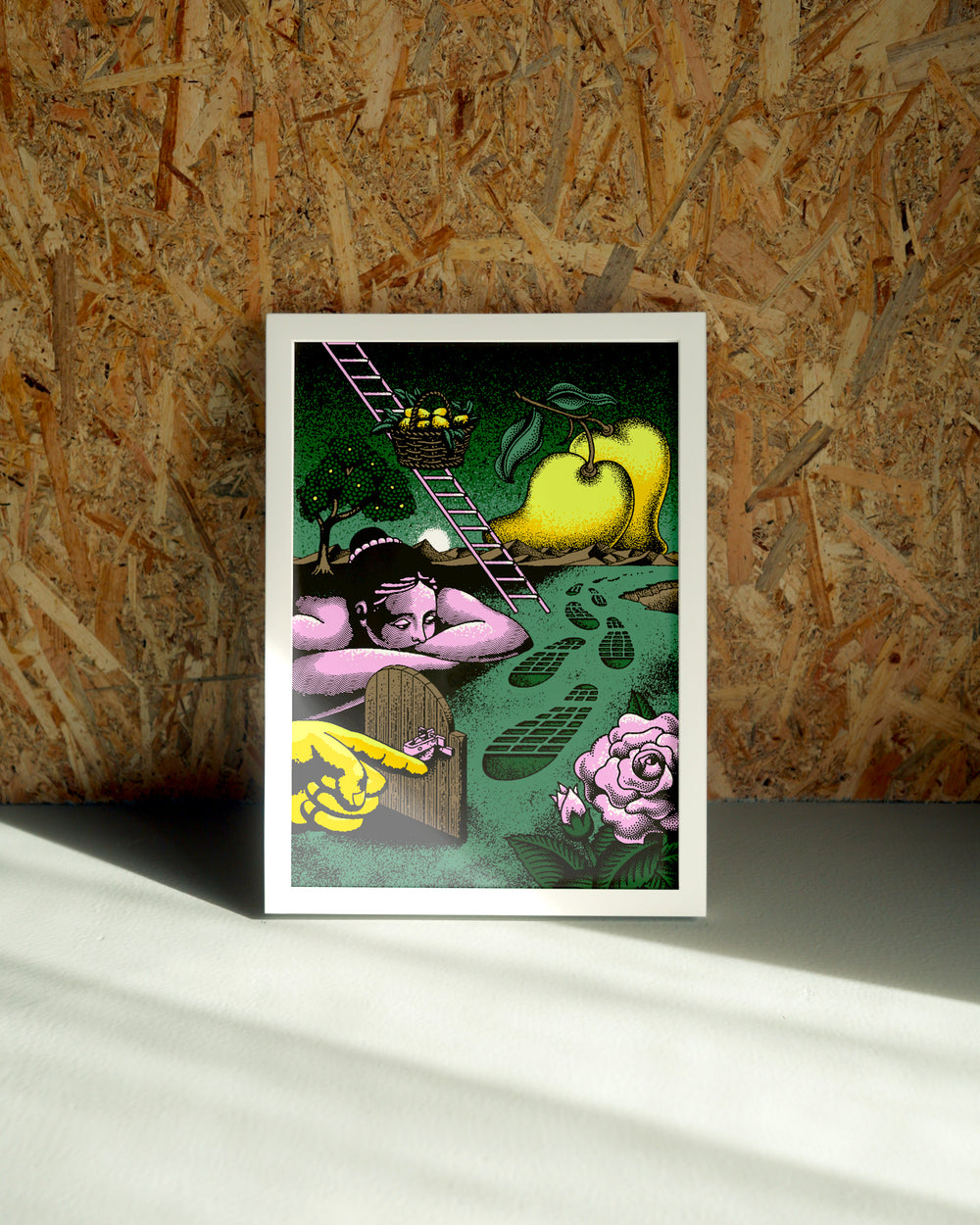 Road wall art by Jake Foreman in a white frame