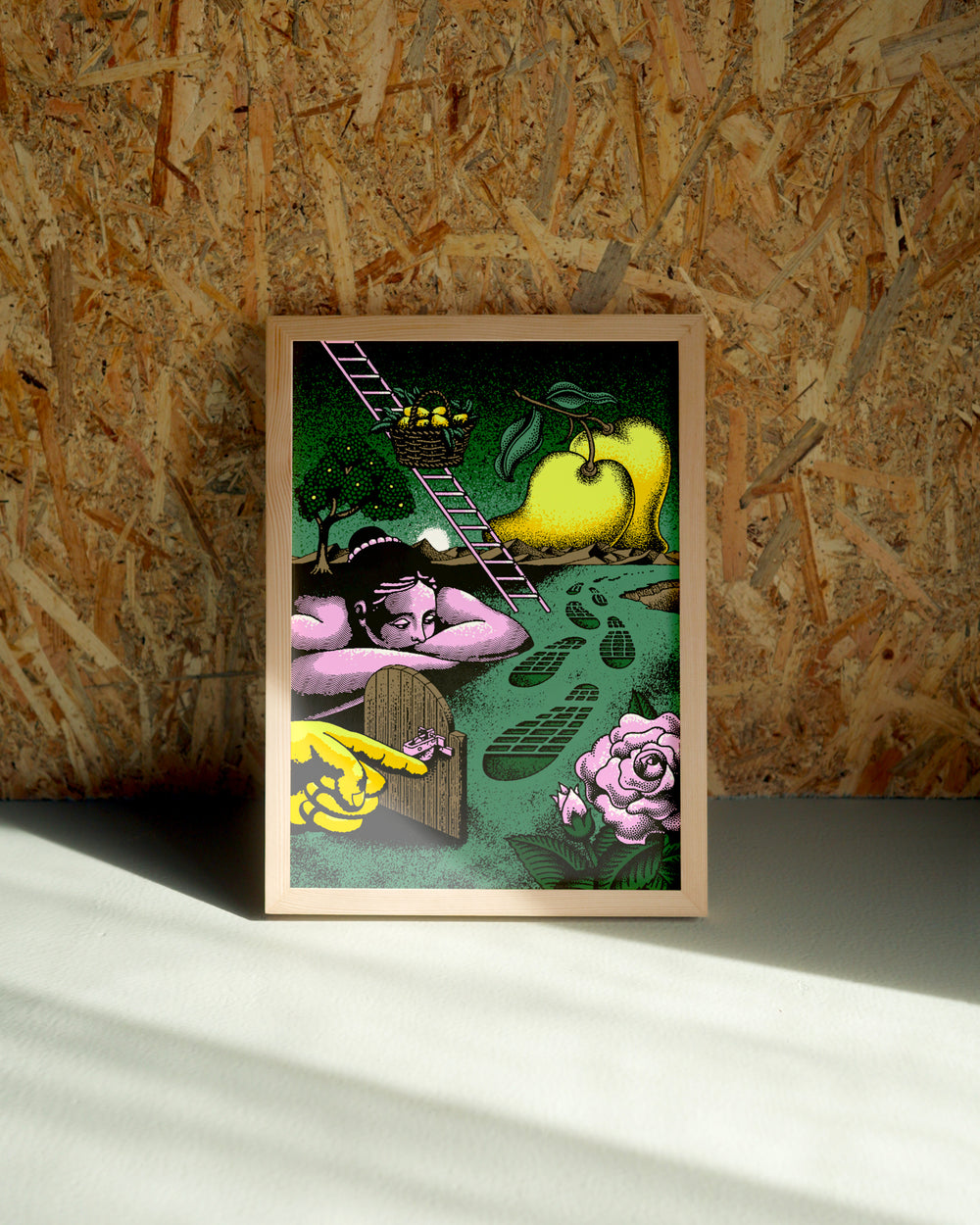 Road wall art by Jake Foreman in a natural wood frame