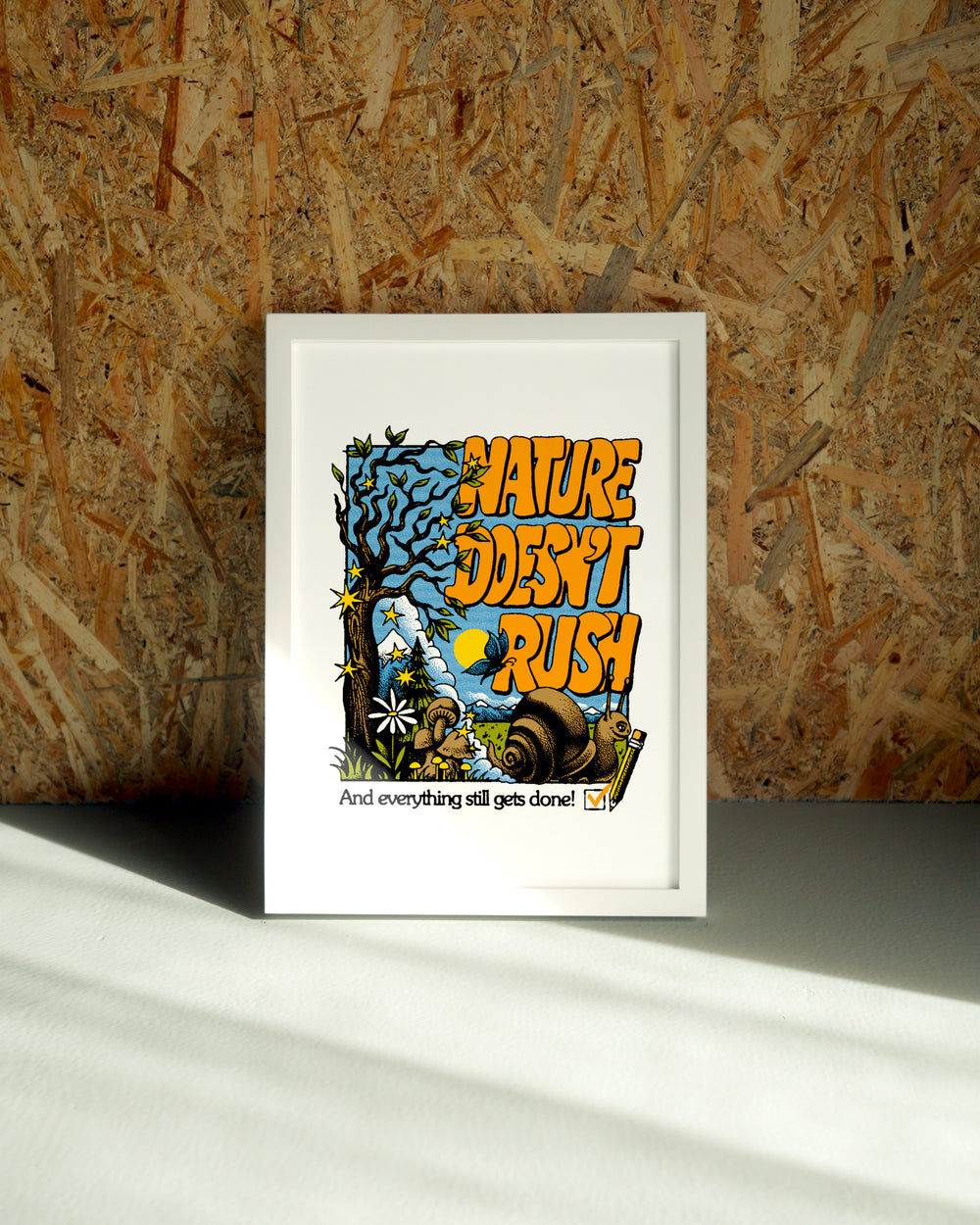 Rush wall art by Jake Foreman in a white frame