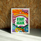 Start Again wall art by Jake Foreman in a white frame