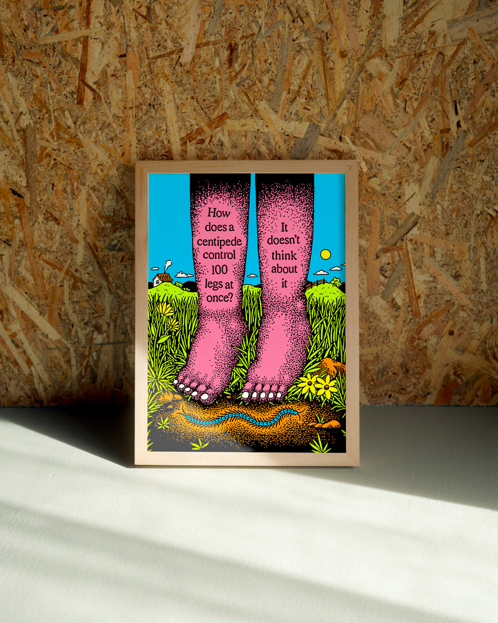 Think wall art by Jake Foreman in a natural wood frame