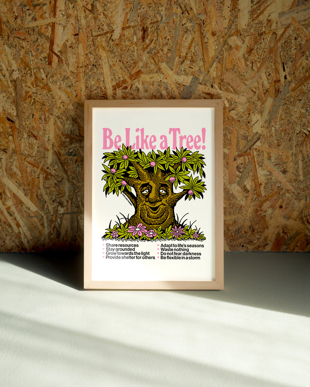 Tree wall art by Jake Foreman in a natural wood frame