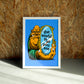 World wall art by Jake Foreman in a white frame
